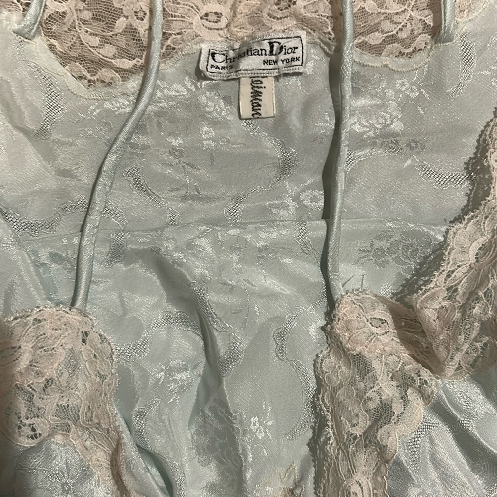 Dior Lace Trimmed Intimate in Light Blue and Cream